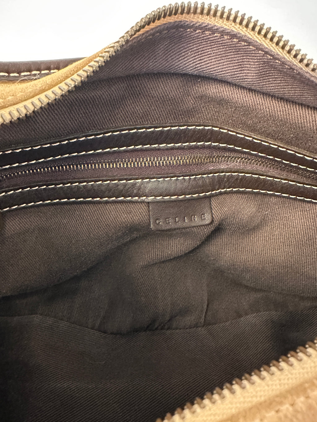 Celine Romy Hobo Shoulder bag in Macadame Monogram Brown Suede