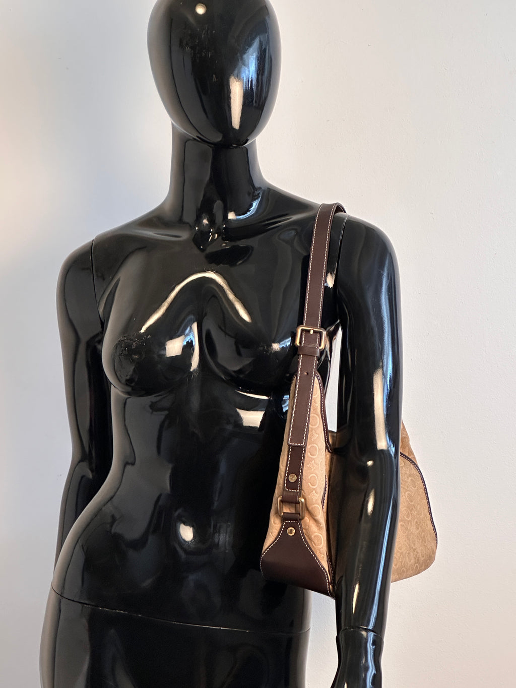 Celine Romy Hobo Shoulder bag in Macadame Monogram Brown Suede