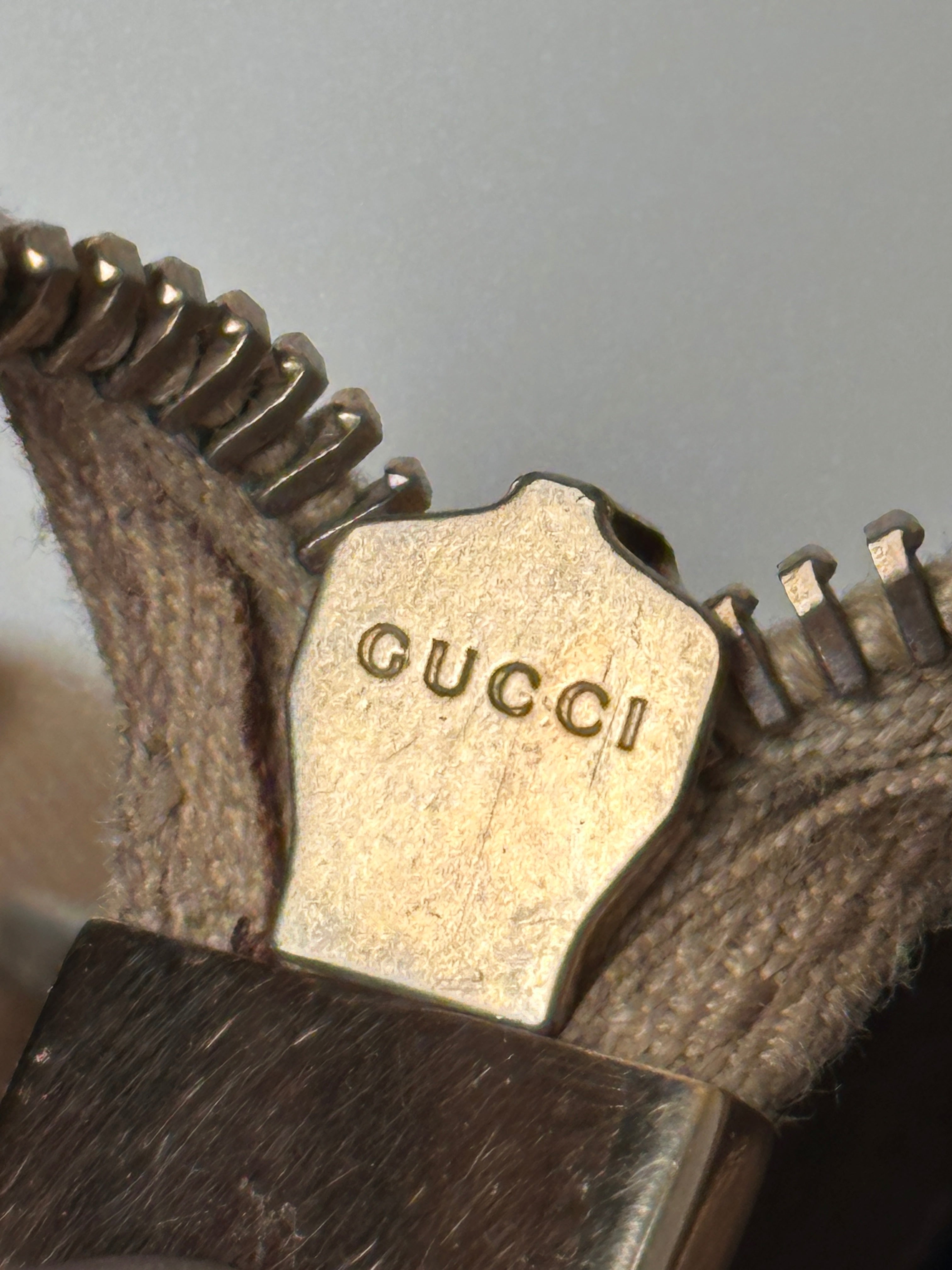 Gucci D-Ring Golden Brown Monogram Canvas Leather Handbag