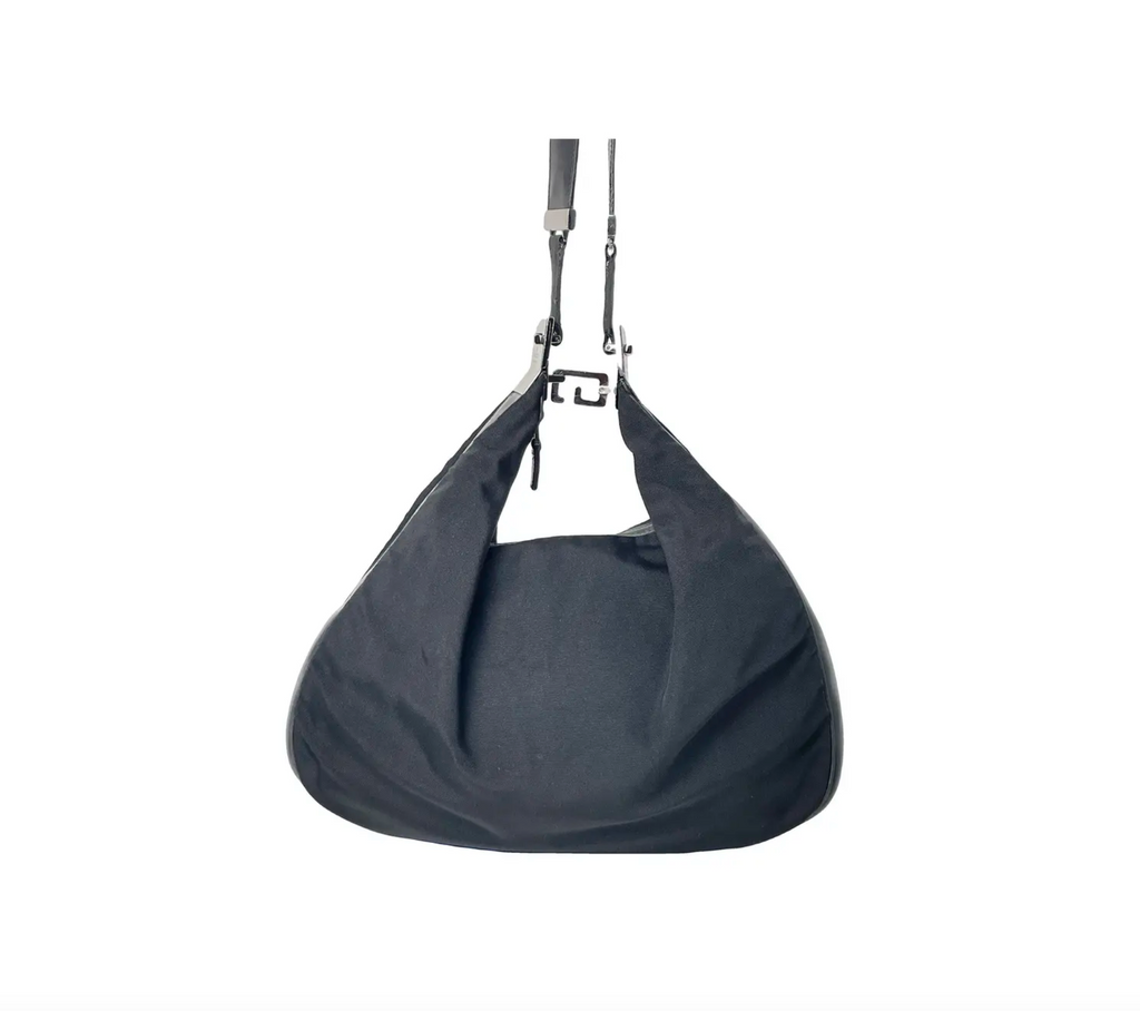 Gucci Attache Black Leather & Nylon Shoulderbag