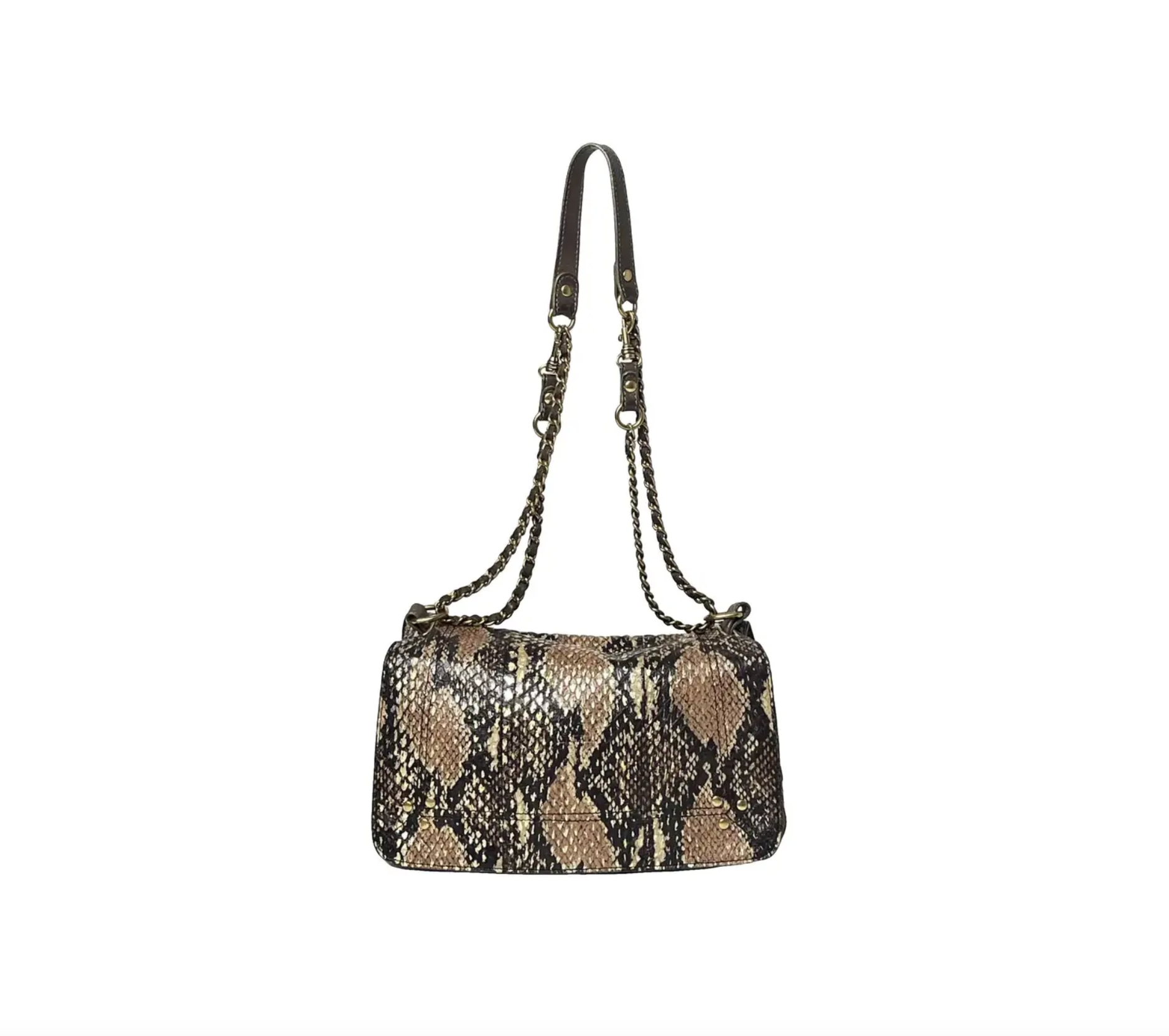 Jerome Dreyfuss Medium Bobi Golden Brown Python Leather Crossbody Bag