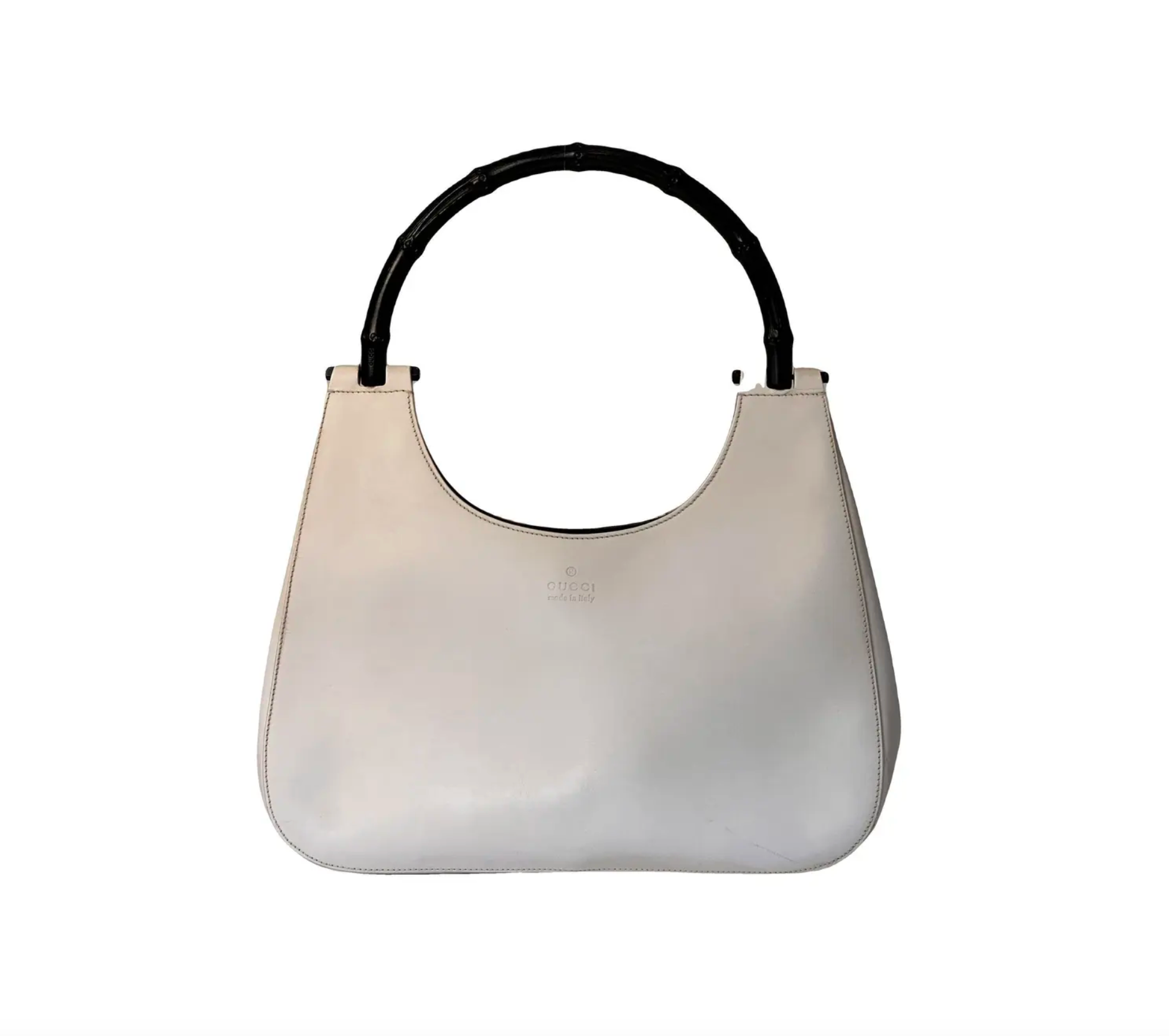 Gucci Jackie Bamboo Hobo White Leather Vintage Shoulderbag