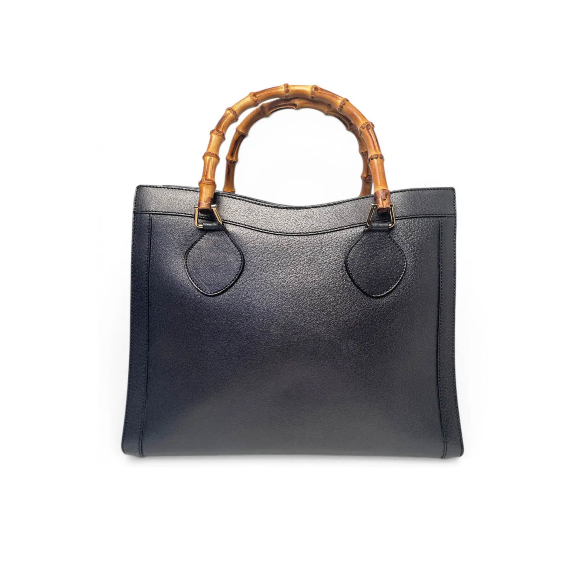 Gucci Diana Bamboo Vintage Handbag Black Charcoal Leather