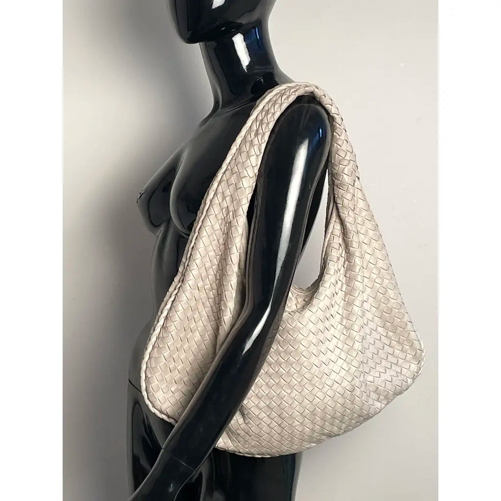 Bottega Veneta Large Beige White Veneta Hobo