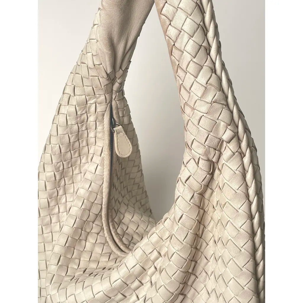 Bottega Veneta Large Beige White Veneta Hobo