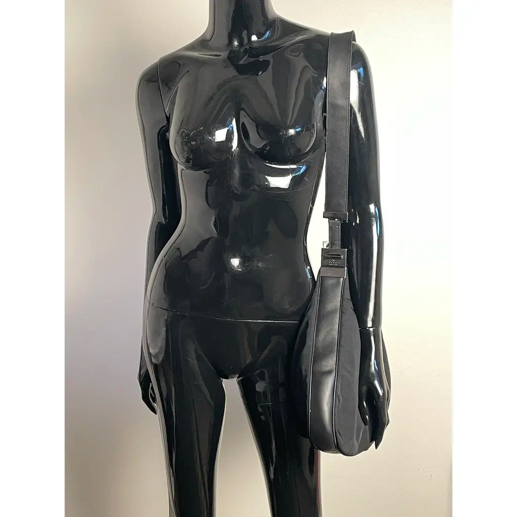 Gucci Attache Black Leather & Nylon Shoulderbag