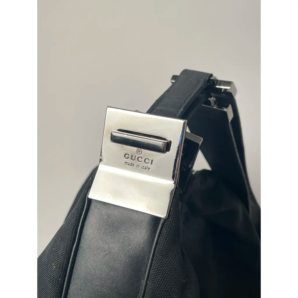 Gucci Attache Black Leather & Nylon Shoulderbag