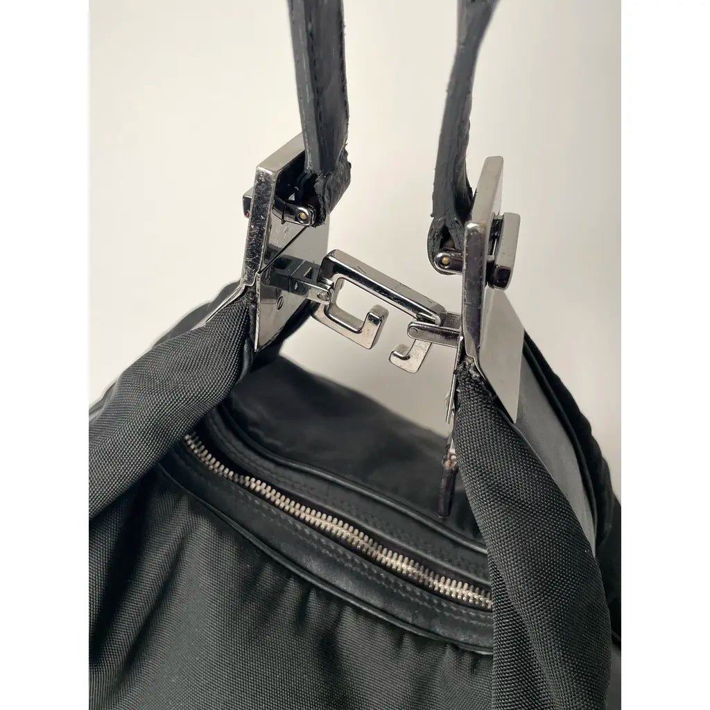 Gucci Attache Black Leather & Nylon Shoulderbag