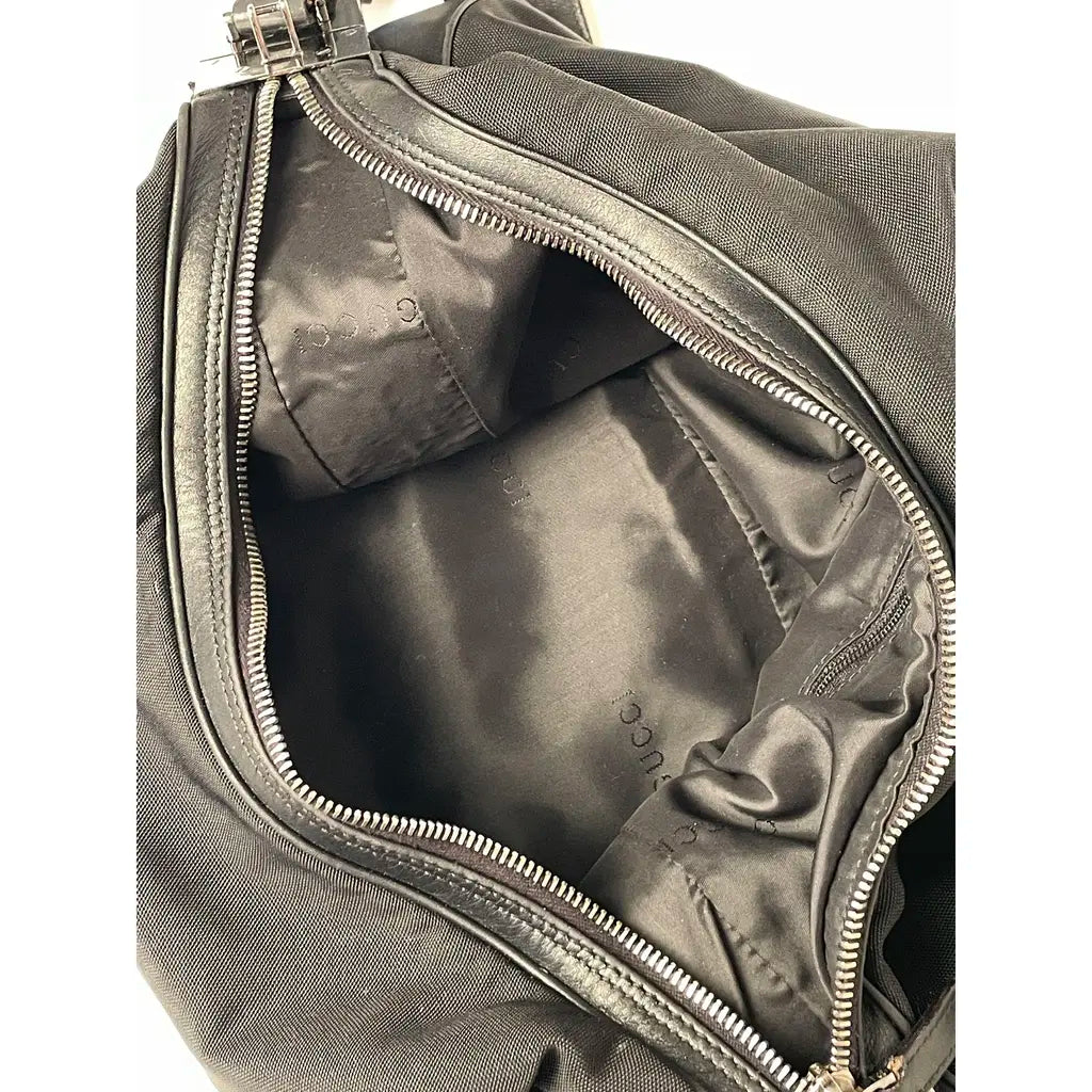 Gucci Attache Black Leather & Nylon Shoulderbag