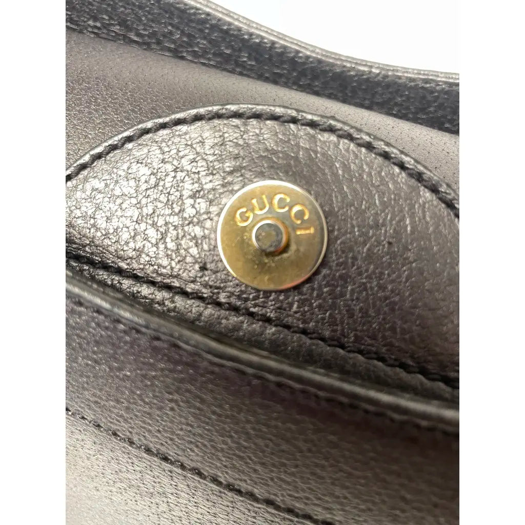 Gucci Diana Bamboo Vintage Handbag Black Charcoal Leather