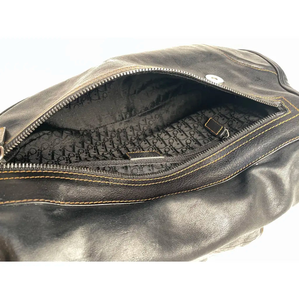 Christian Dior Gaucho Double Saddle Jumbo Black Leather Shoulder bag