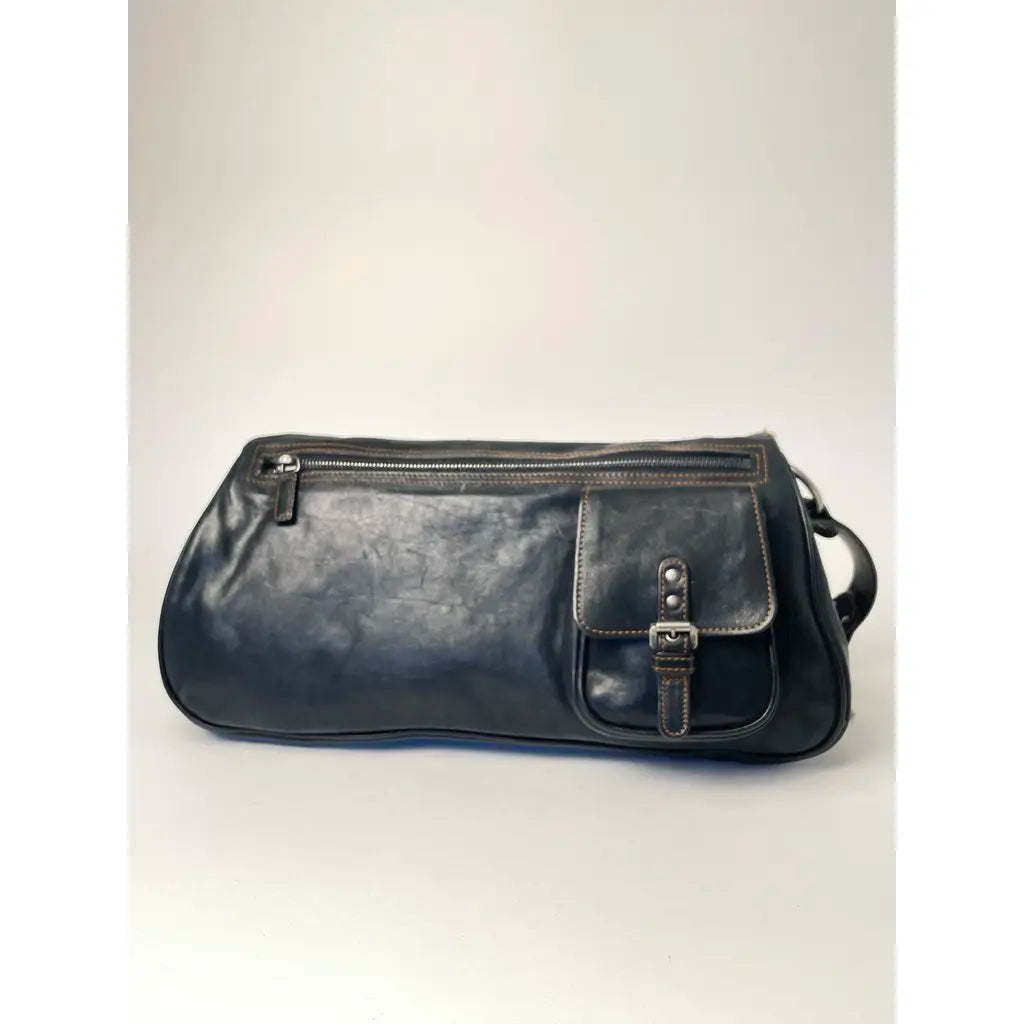 Christian Dior Gaucho Double Saddle Jumbo Black Leather Shoulder bag