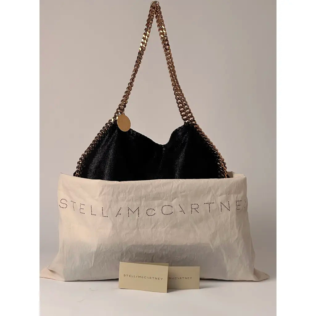 Stella McCartney Falabella Fold Over Tote Black Vegan Leather Shoulderbag