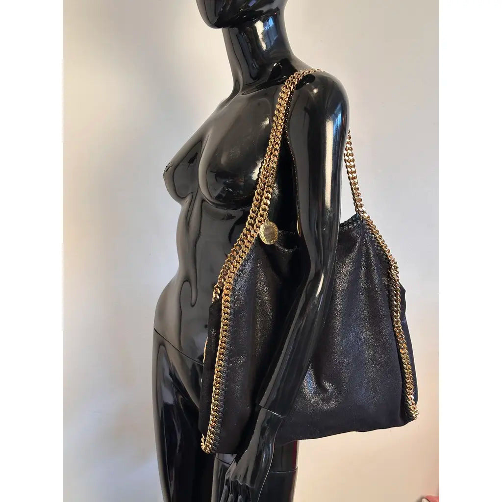 Stella McCartney Falabella Fold Over Tote Black Vegan Leather Shoulderbag
