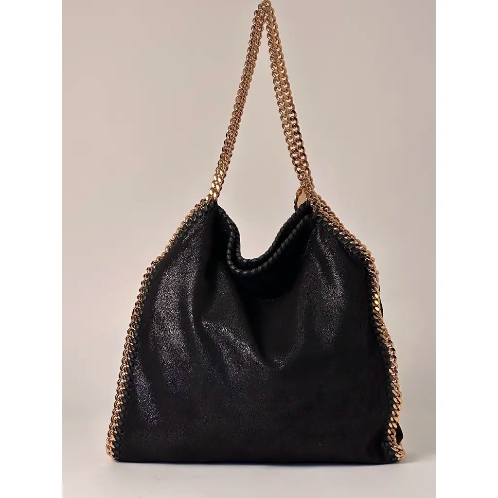 Stella McCartney Falabella Fold Over Tote Black Vegan Leather Shoulderbag
