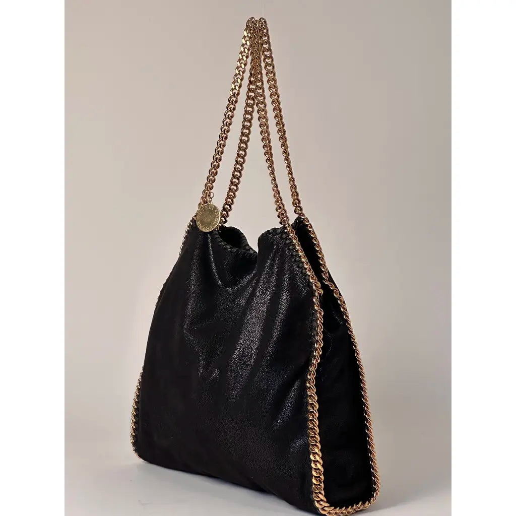 Stella McCartney Falabella Fold Over Tote Black Vegan Leather Shoulderbag