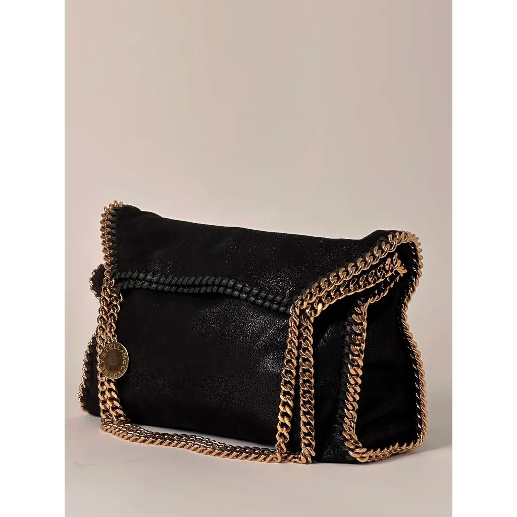 Stella McCartney Falabella Fold Over Tote Black Vegan Leather Shoulderbag