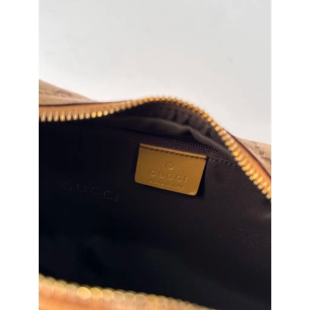 Gucci Hobo Golden Brown GG Cloth & Leather Shoulderbag