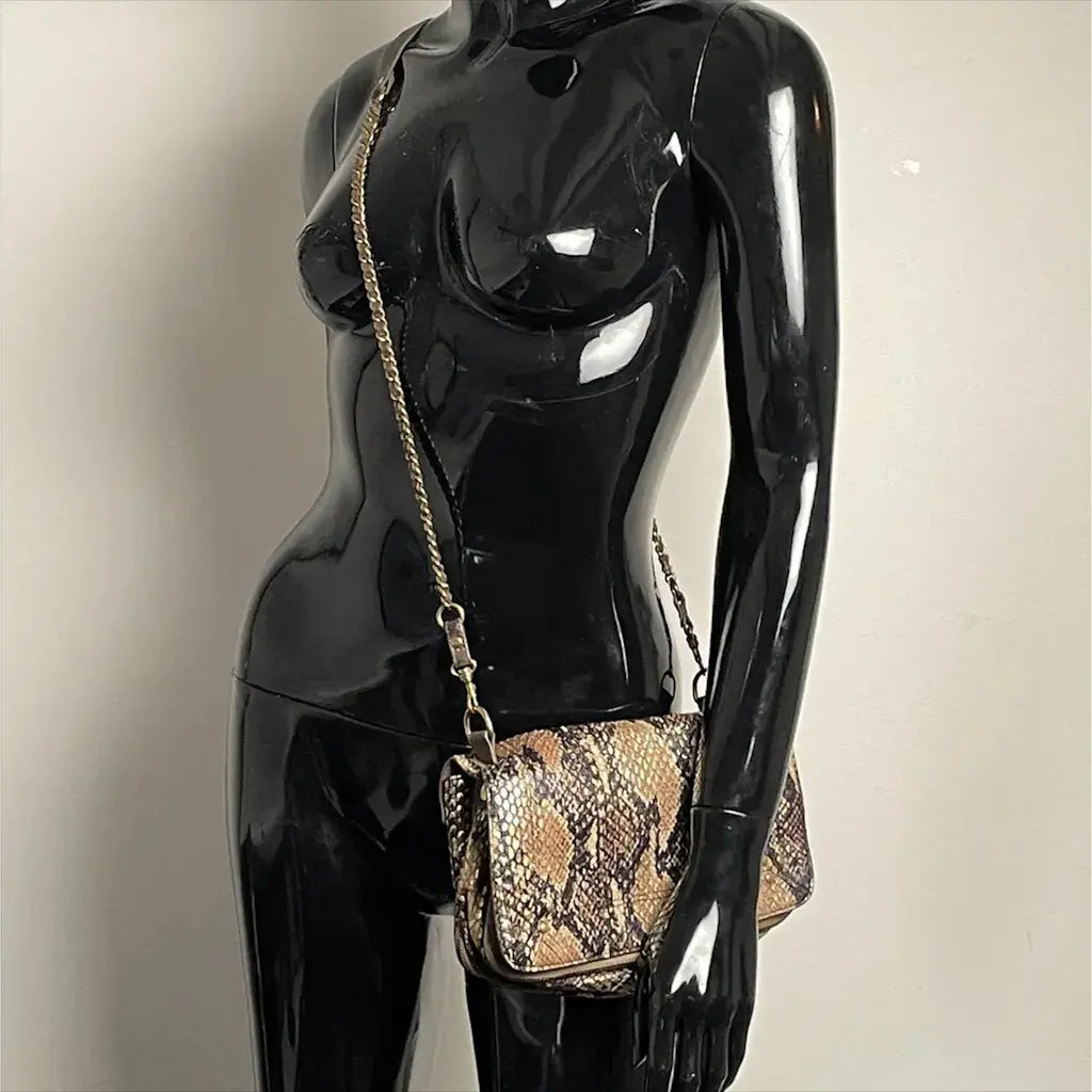 Jerome Dreyfuss Medium Bobi Golden Brown Python Leather Crossbody Bag