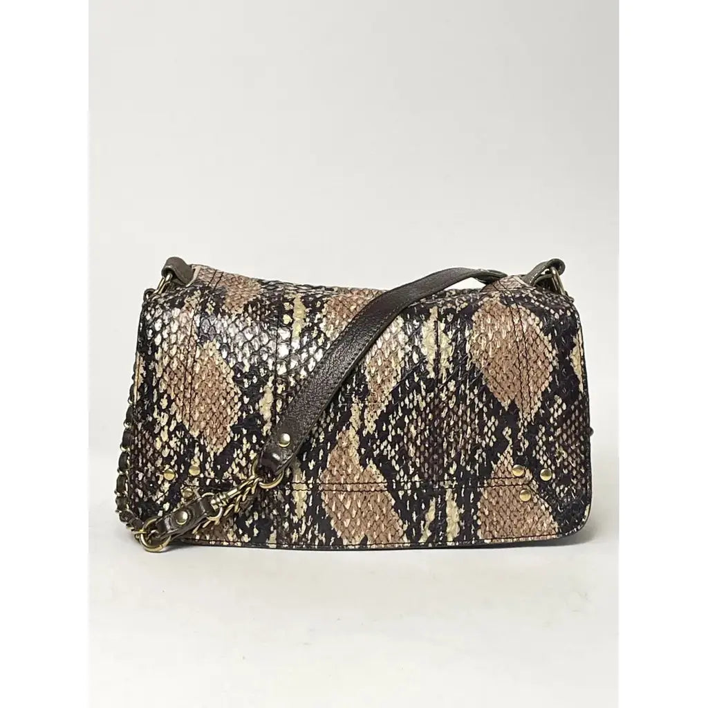 Jerome Dreyfuss Medium Bobi Golden Brown Python Leather Crossbody Bag