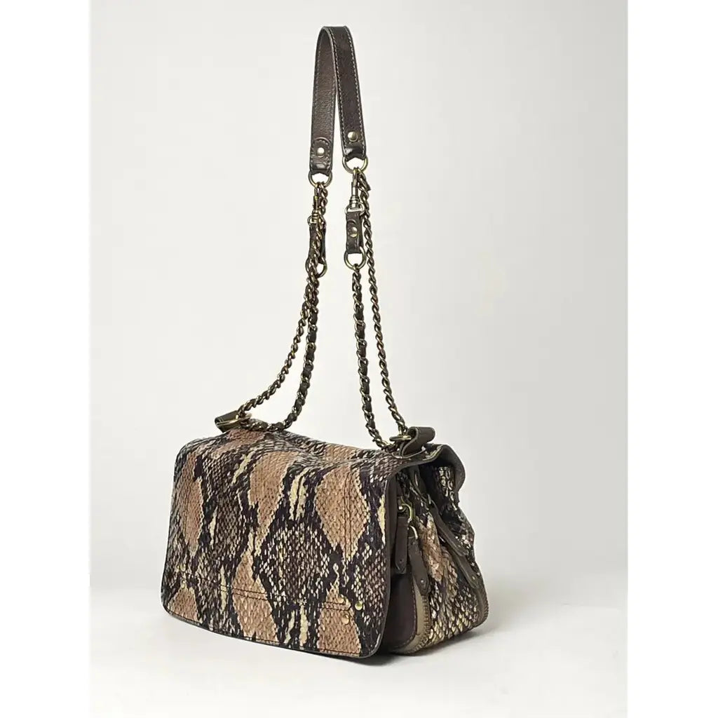 Jerome Dreyfuss Medium Bobi Golden Brown Python Leather Crossbody Bag