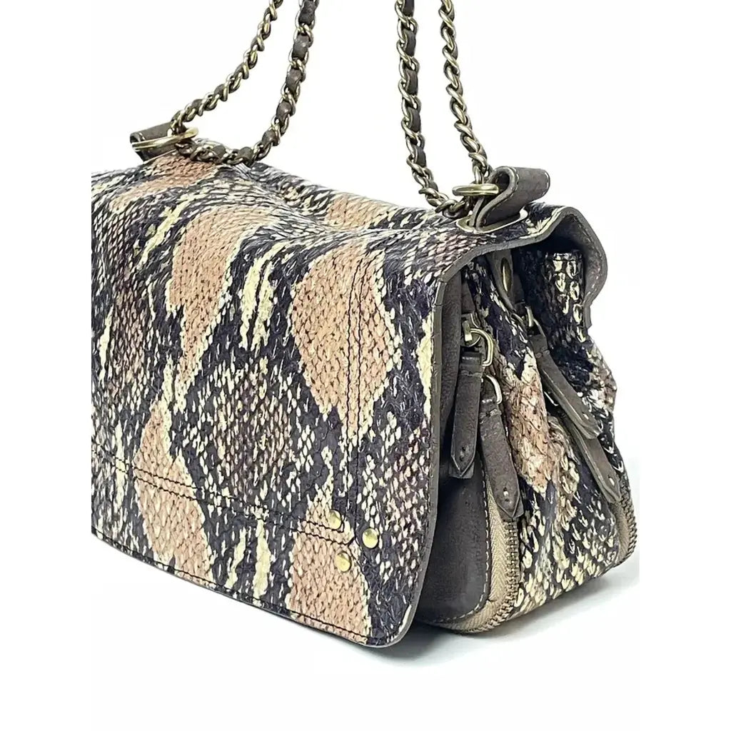 Jerome Dreyfuss Medium Bobi Golden Brown Python Leather Crossbody Bag