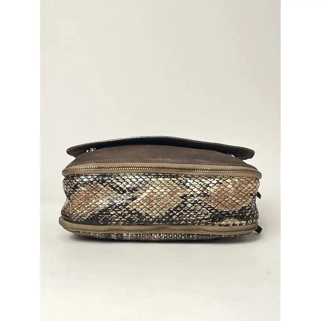 Jerome Dreyfuss Medium Bobi Golden Brown Python Leather Crossbody Bag