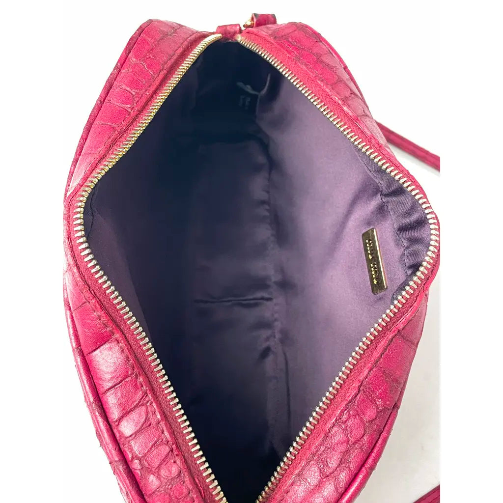Miu Miu Pink Crocodile Arcadie Camera Leather Shoulder Bag