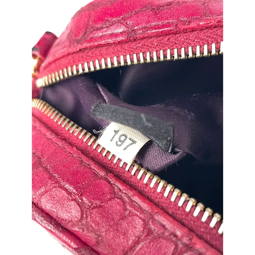 Miu Miu Pink Crocodile Arcadie Camera Leather Shoulder Bag