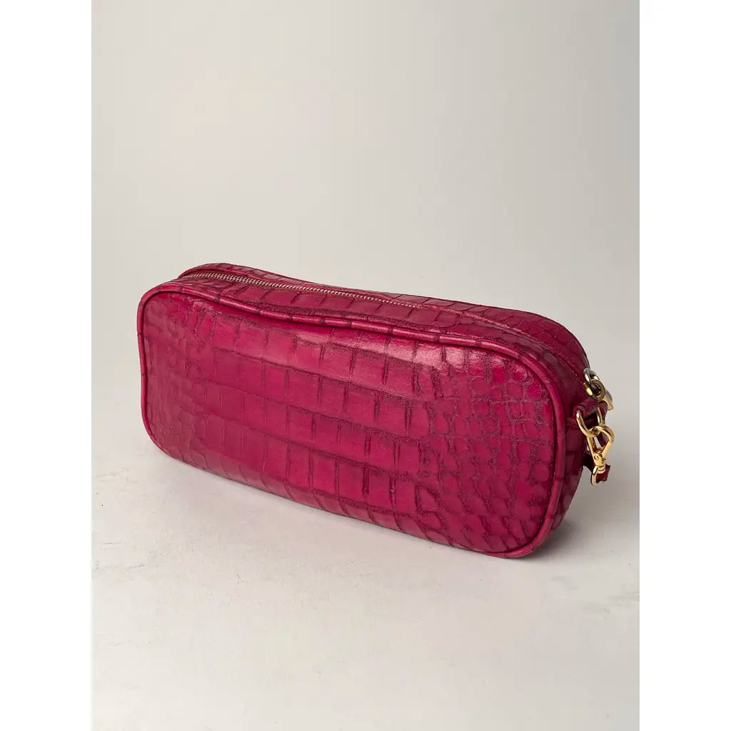 Miu Miu Pink Crocodile Arcadie Camera Leather Shoulder Bag