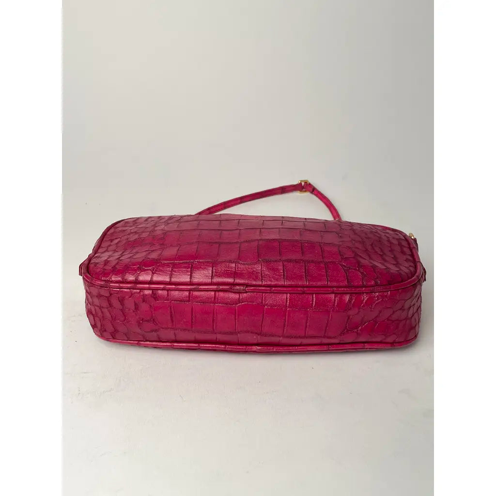 Miu Miu Pink Crocodile Arcadie Camera Leather Shoulder Bag