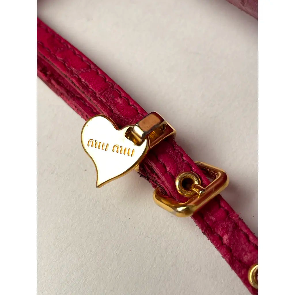 Miu Miu Pink Crocodile Arcadie Camera Leather Shoulder Bag